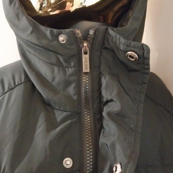 DKNY Unisex Petite Puff Coat With Hood Black M - Picture 4 of 6